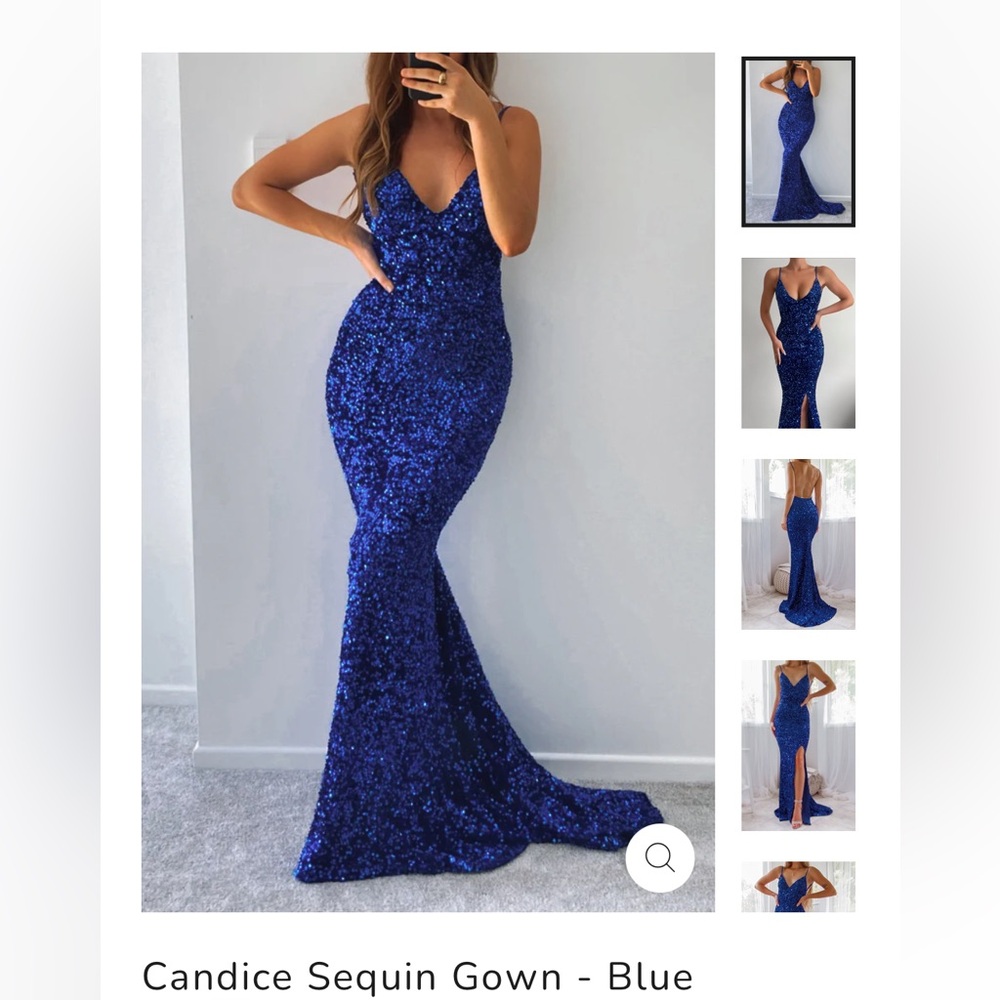 Blue Sequin Maxi Gown